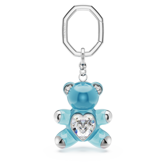 swarovski حلقة مفاتيح teddy، شكل دب، لون أزرق، طلاء روديوم