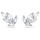 swarovski louison stud earrings leaf white rhodium plated