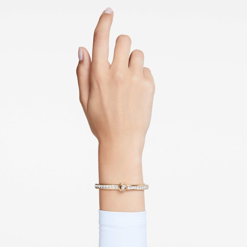 swarovski سوار numina، قطع مُستدير، لون أبيض، طلاء بلون ذهبي