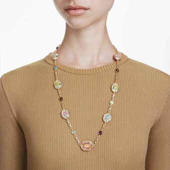 swarovski سلسلة chroma، قطع مُثَمَّن، ألوان متعددة، طلاء باللون الذهبي