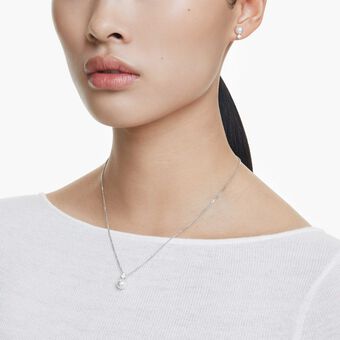 swarovski طقم matrix، لؤلؤة كريستال، قطع مستدير، لون أبيض، طلاء روديوم