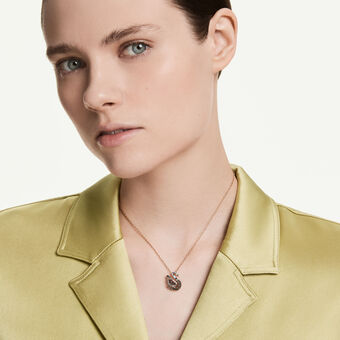 swarovski قلادة swan، قطع متنوع، بجعة، لون أسود، لمسة نهائية من الذهب الوردي عيار 18 قيراط