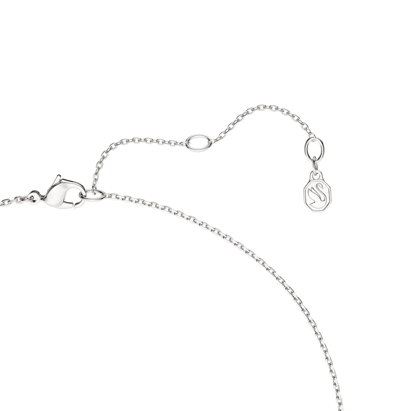 swarovski قلادة classica على شكل حرف y، قطع مُستدير، لون أبيض، فضة استرليني