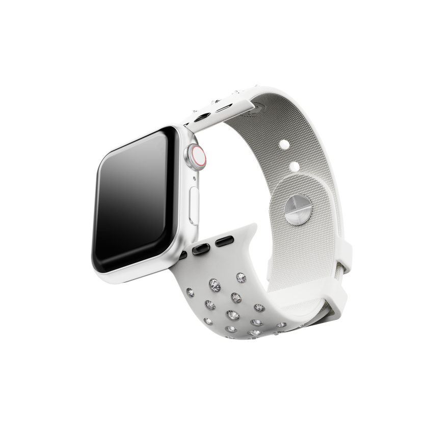 swarovski سوار ساعة، سيليكون مع درزات، gray، ستانلس ستيل