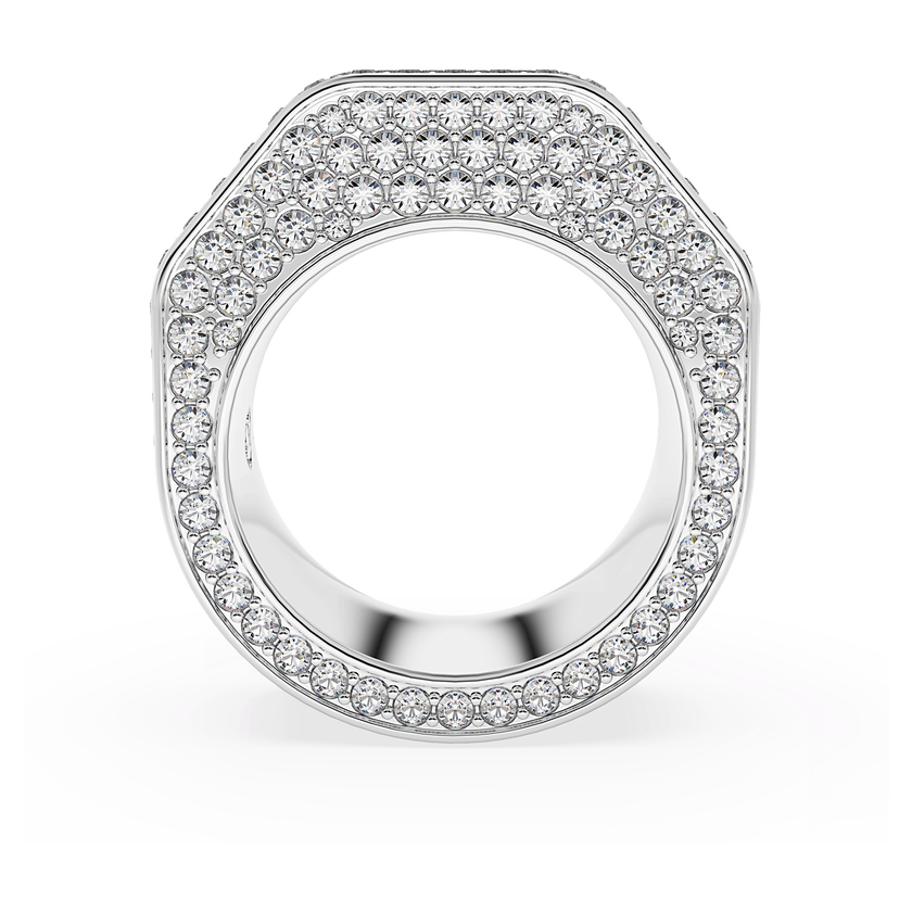 swarovski خاتم dextera، قطع مثمن، أحجار كريستال صغيرة متراصة، لون أبيض، طلاء روديوم