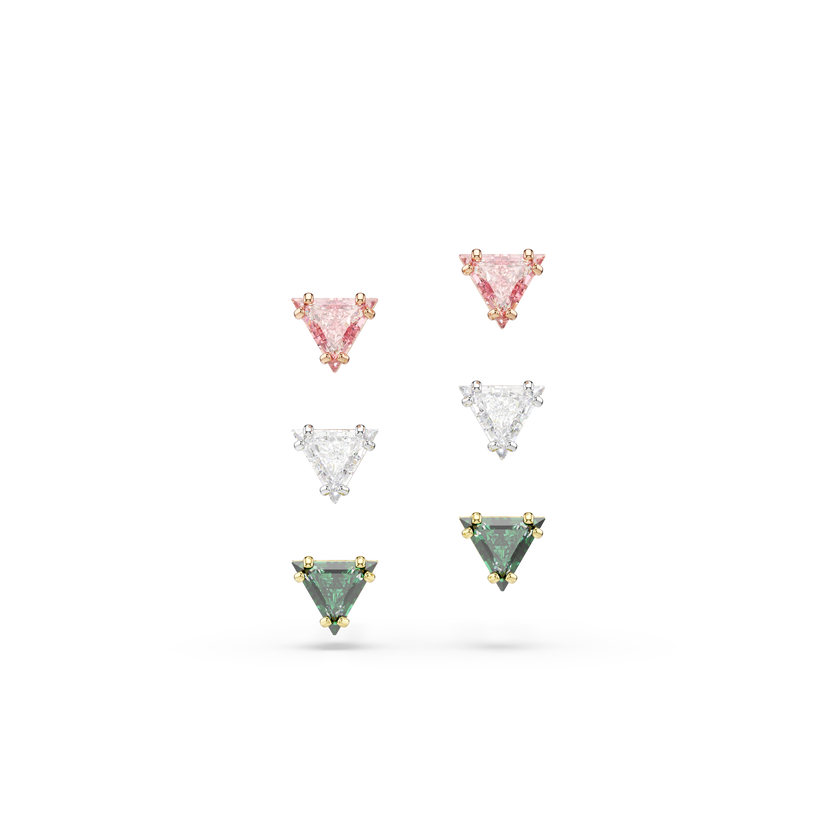 swarovski أقراط دبوسية stilla، قطع مثلث، ألوان متعددة، لمسة نهائية من معادن مختلطة