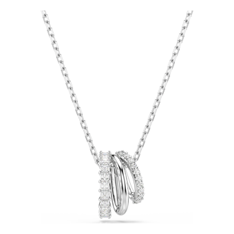 swarovski قلادة hyperbola، قطع مُستدير، لون أبيض، طلاء روديوم