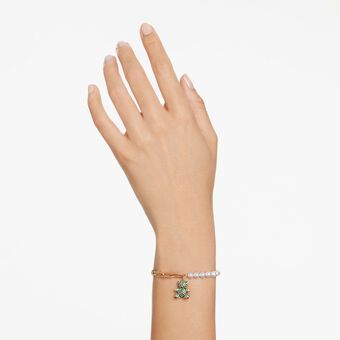 swarovski سوار teddy، على شكل دب، أخضر، طلاء بلون ذهبي