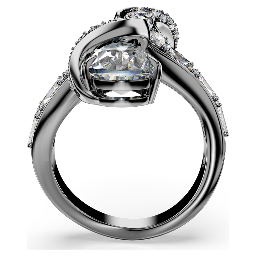 swarovski خاتم مفتوح the vienna collection، شكل ريشة، لون أبيض، طلاء روثينيوم