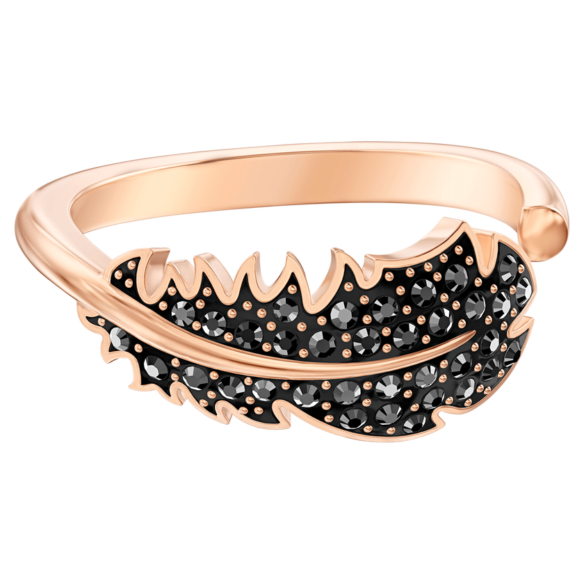 swarovski خاتم naugty motif ، أسود ، مطلي باللون الذهبي الوردي