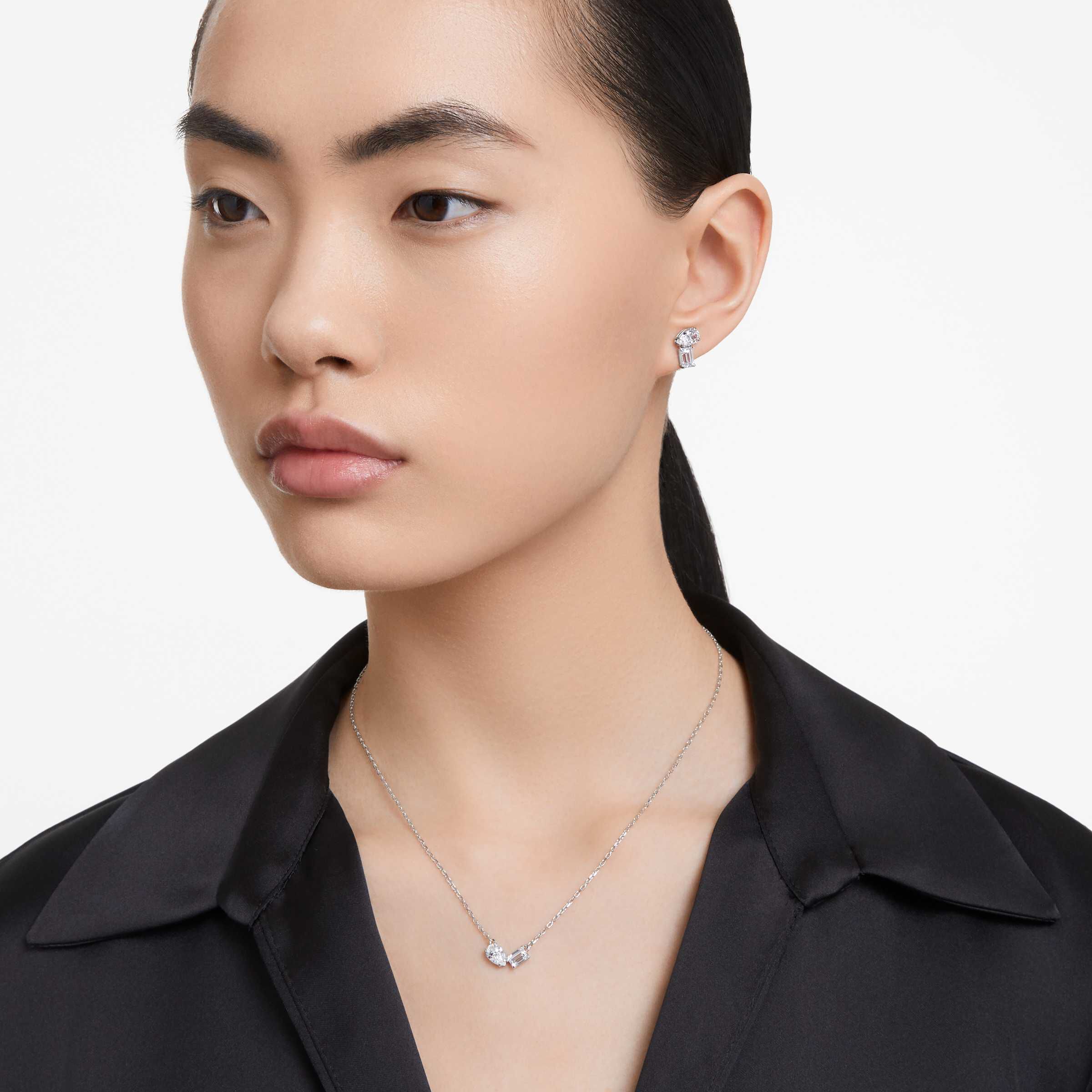 swarovski طقم mesmera، قطع متنوع، لون أبيض، طلاء روديوم