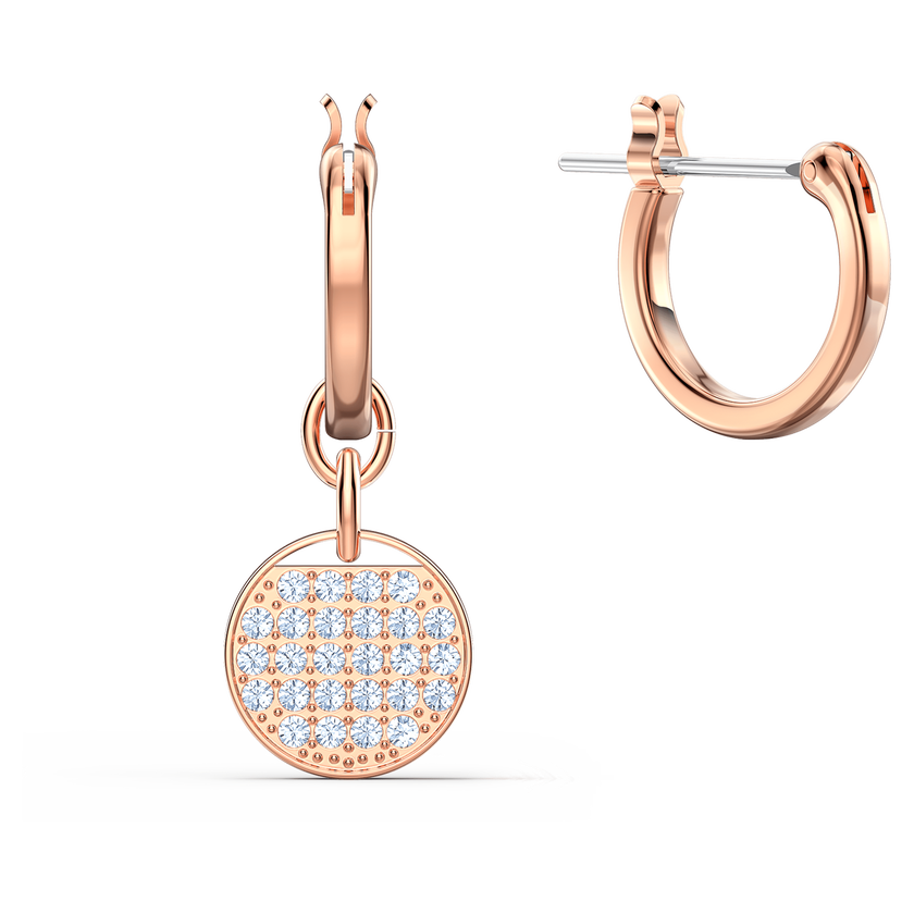 swarovski أقراط ginger حلقية صغيرة للأذن المثقوبة، لون أبيض، طلاء ذهبي وردي