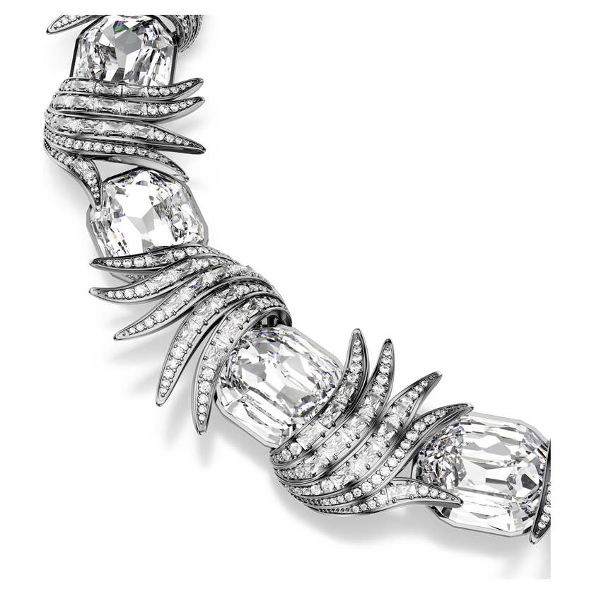 swarovski عقد the vienna collection، شكل ريشة، لون أبيض، طلاء روثينيوم