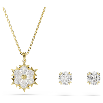 swarovski طقم magic، طقم  2 ، قطع متنوع، ندفة ثلج، لون أبيض، لمسة نهائية من الذهب عيار 18 قيراط