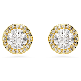 swarovski أقراط دبوسية una، قطع مُستدير، لون ذهبي، لمسة نهائية من الذهب عيار 18 قيراط