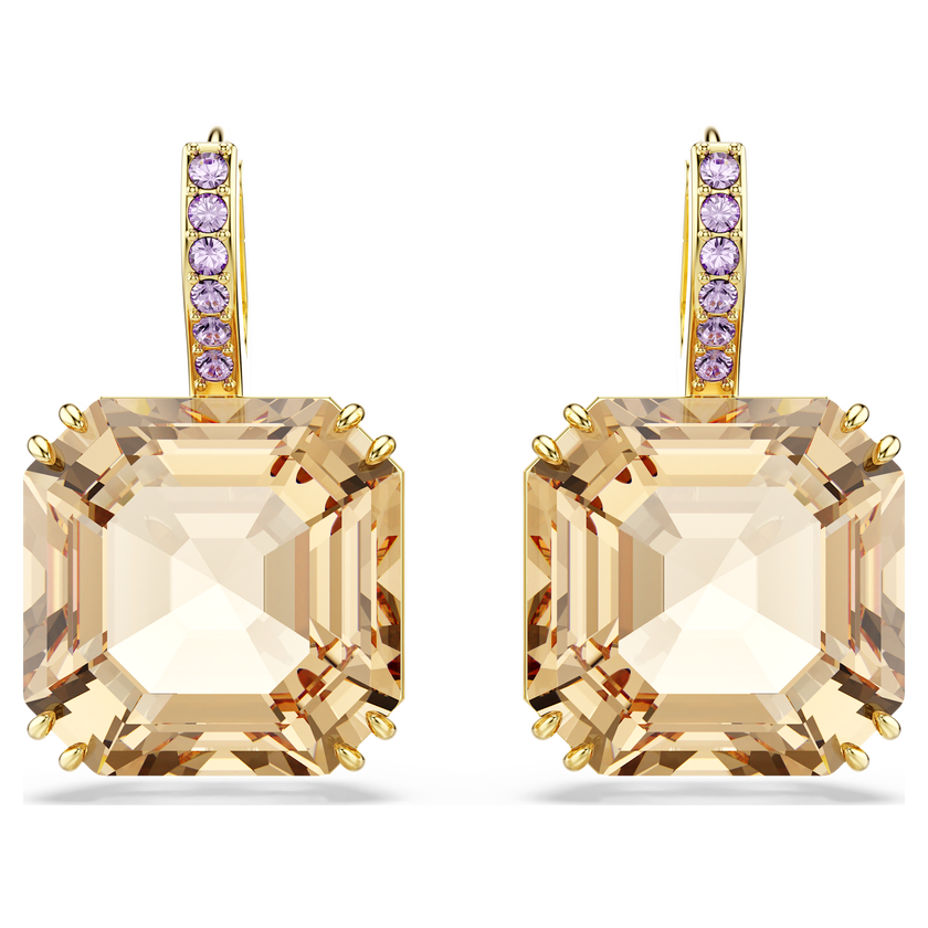 swarovski أقراط متدلية millenia، قطع متنوع، لون كراميل، طلاء باللون الذهبي