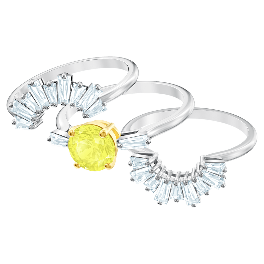 swarovski طقم خواتم sunshine،أبيض، بطلاء من الروديوم