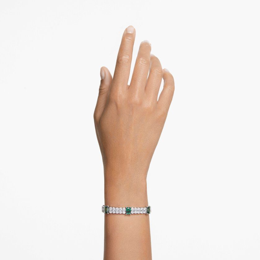 swarovski سوار matrix tennis، قطع متنوع، لون أخضر، طلاء روديوم