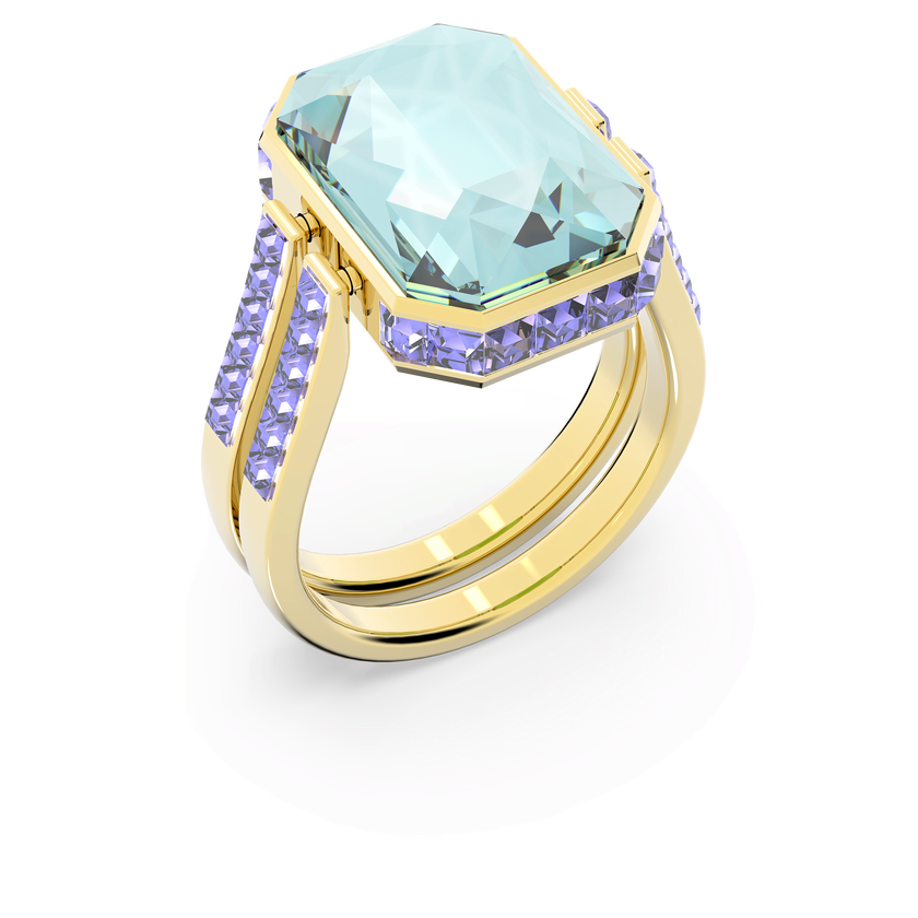 swarovski خاتم chroma، قطع مثمن، ألوان متعددة، طلاء بلون ذهبي