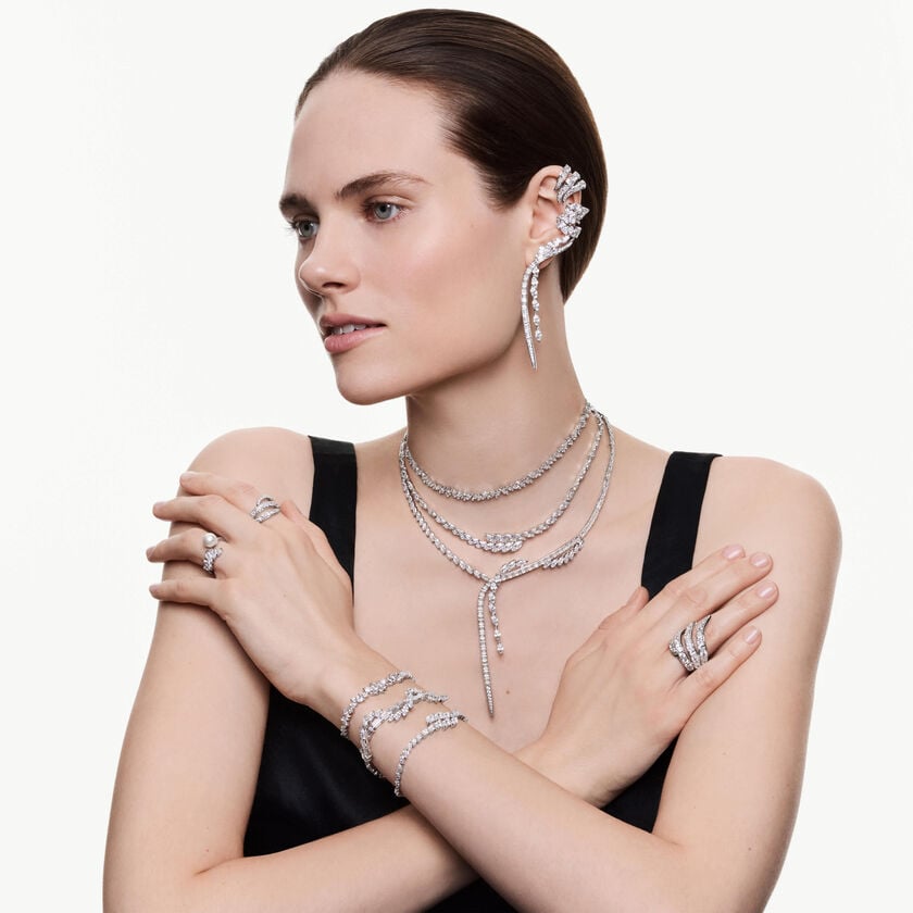 swarovski سوار mesmera، قطع ماركيز، لون أبيض، طلاء روديوم
