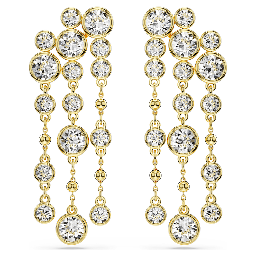 swarovski أقراط متدلية imber، قطع مُستدير، شكل ثُريا، لون أبيض، طلاء بلون ذهبي