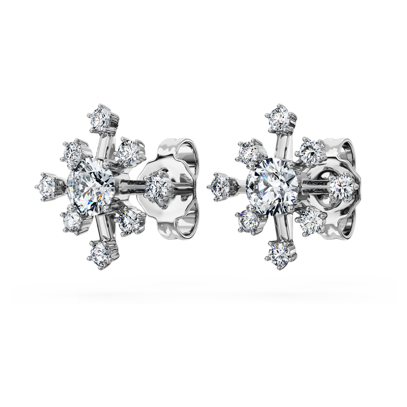 swarovski أقراط دبوسية galaxy، ألماس مُصنع في المختبر بإجمالي 0 5 قيراط، شكل دائري، ذهب أبيض عيار 18