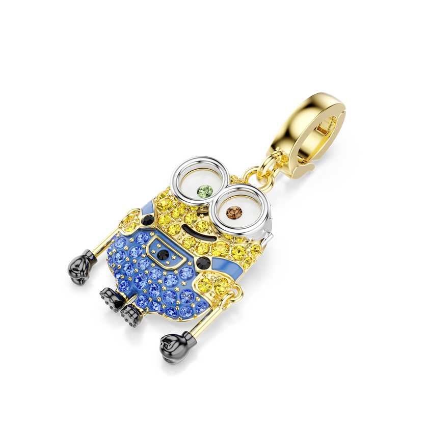 swarovski minions bob charm  pav   multicolored  gold tone plated