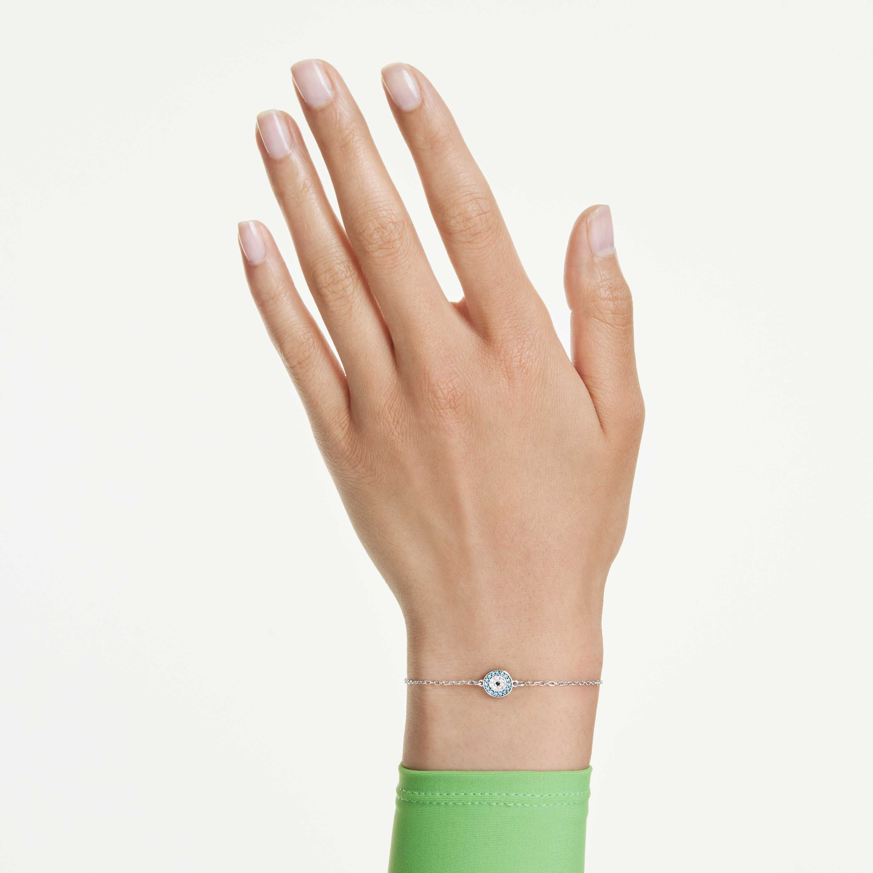 swarovski luckily bracelet  pav   eye  blue  rhodium plated