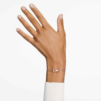 swarovski سوار dextera، حلقات متداخلة، لون أبيض، لمسة نهائية من الذهب الوردي عيار 18 قيراط