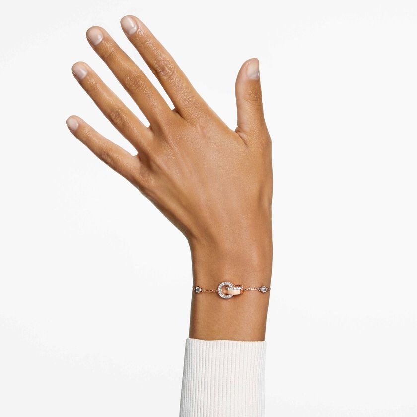 swarovski سوار hollow، لون أبيض، طلاء ذهبي وردي