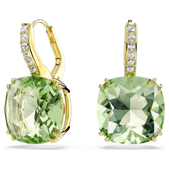 swarovski أقراط متدلية millenia، قطع الوسادة، لون أخضر، لمسة نهائية من الذهب عيار 18 قيراط