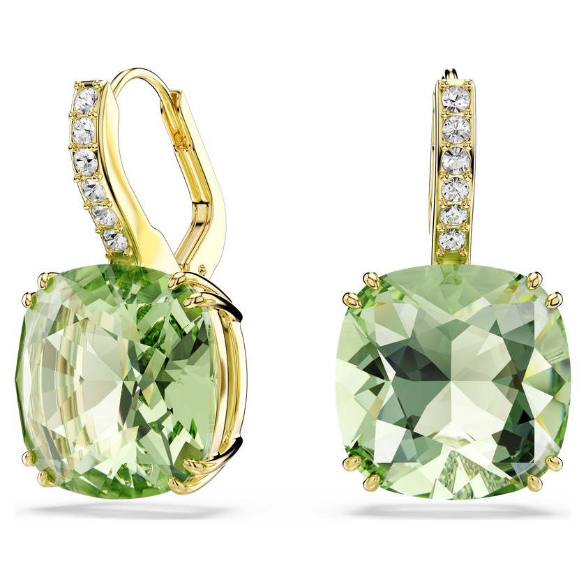 swarovski أقراط متدلية millenia، قطع الوسادة، لون أخضر، لمسة نهائية من الذهب عيار 18 قيراط