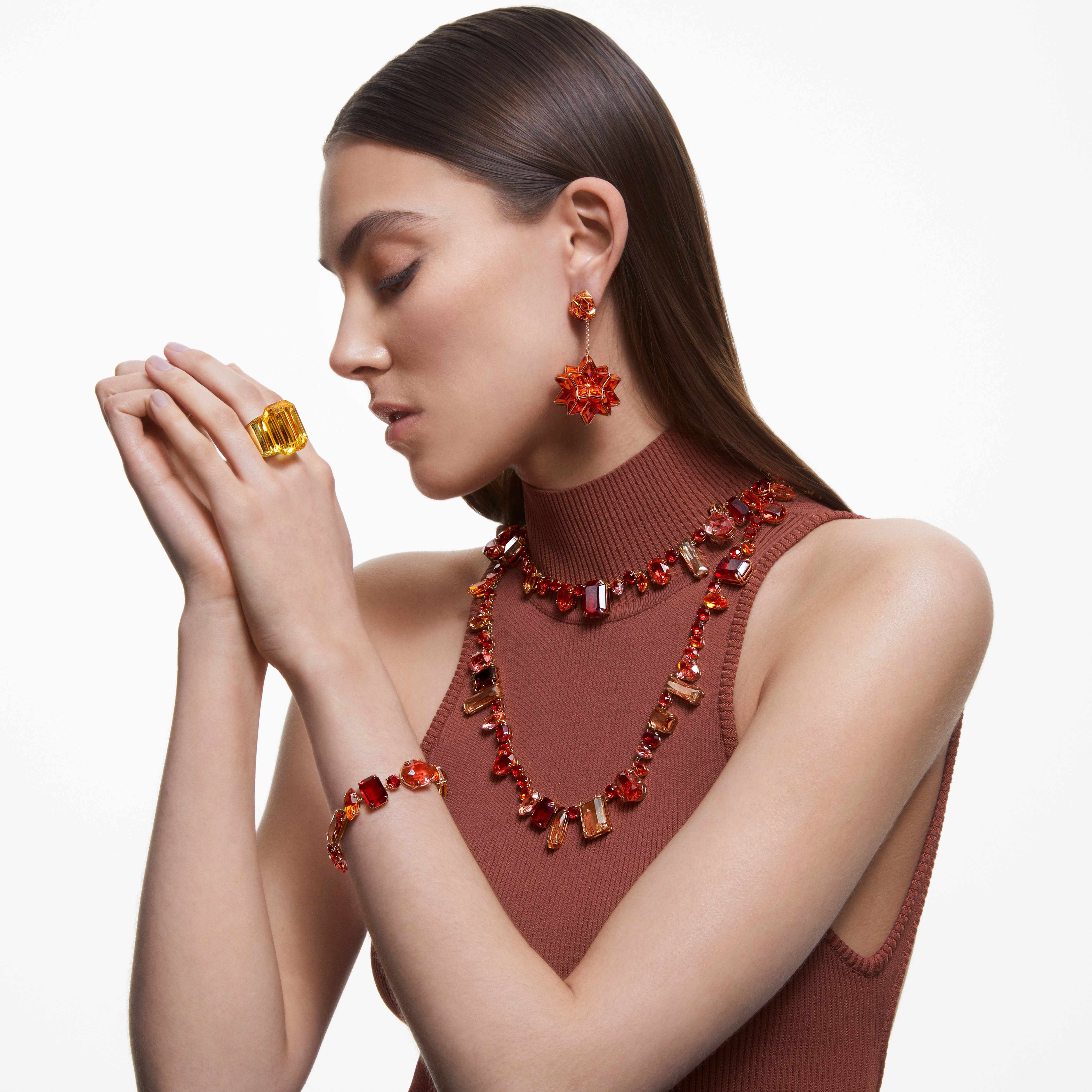 swarovski خاتم كوكتيل lucent، لون أصفر