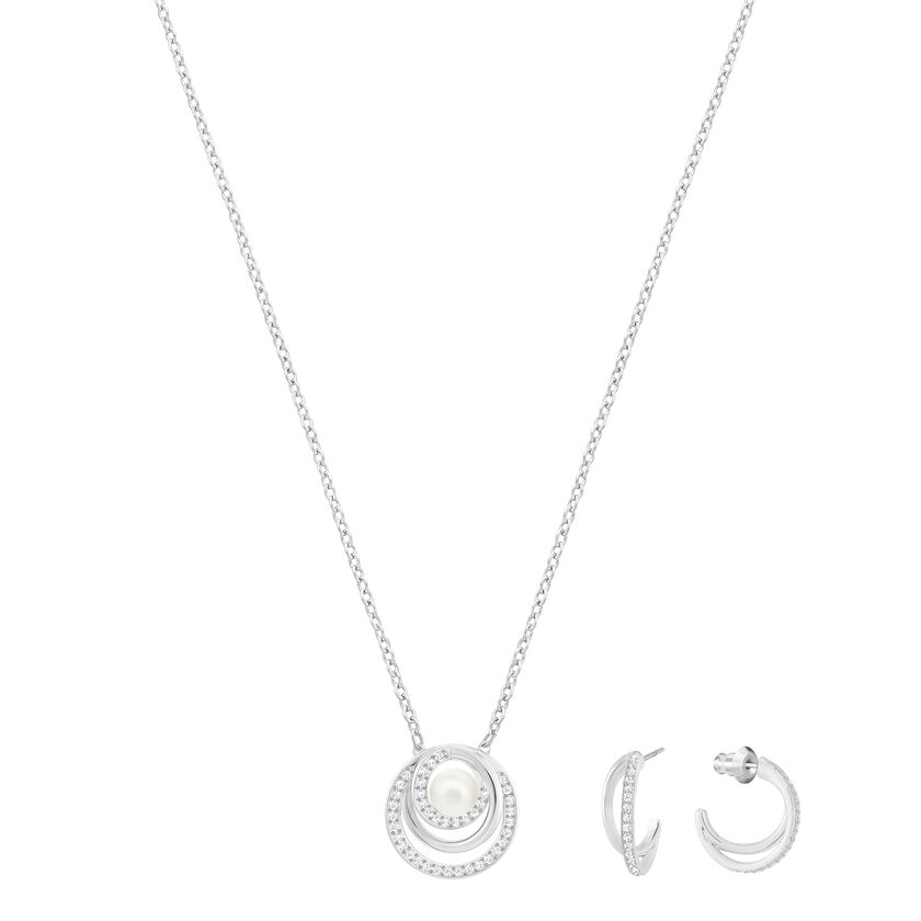 swarovski طقم free، لون أبيض، طلاء روديوم