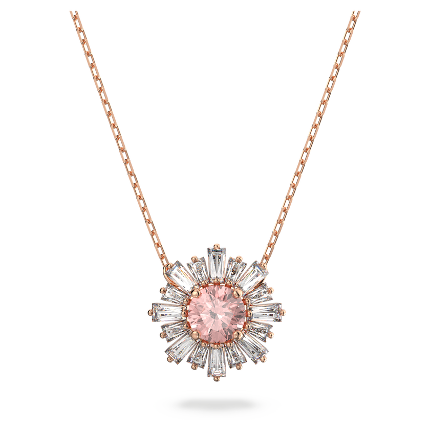 swarovski قلادة sunshine، لون وردي، طلاء ذهبي وردي