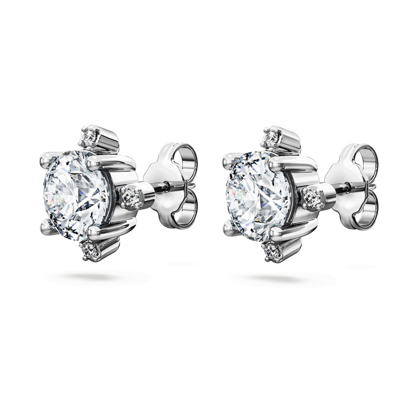 swarovski أقراط دبوسية galaxy، ألماس مُصنع في المختبر بإجمالي 2 1 قيراط، شكل دائري، ذهب أبيض عيار 18