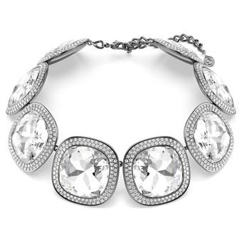 swarovski عقد شوكر una angelic، قطع كوشن، لون أبيض، طلاء روتينيوم