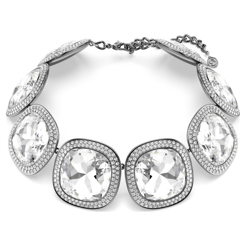 swarovski عقد شوكر una angelic، قطع كوشن، لون أبيض، طلاء روتينيوم