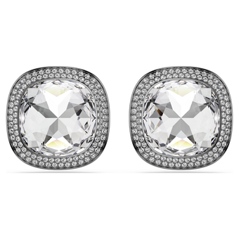 swarovski أقراط بمشبك una angelic، قطع كوشن، لون أبيض، طلاء روتينيوم