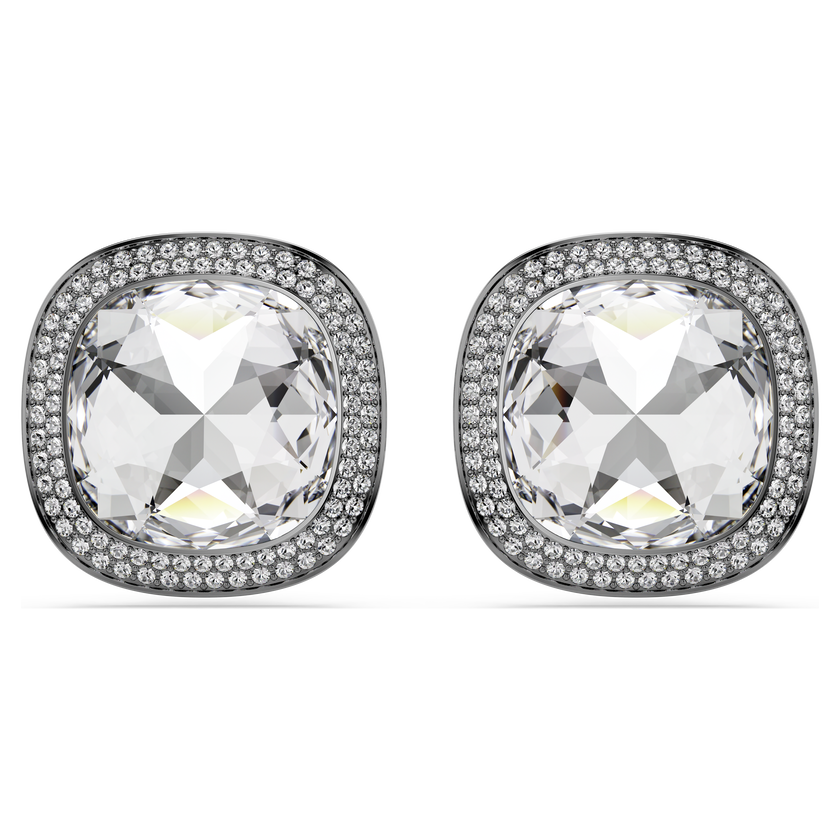 swarovski أقراط بمشبك una angelic، قطع كوشن، لون أبيض، طلاء روتينيوم