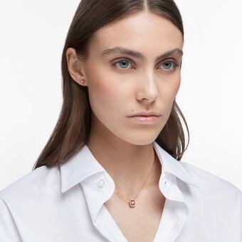 swarovski طقم millenia، مزدان بزركونيا سواروفسكي مثمنة، لون وردي، طلاء ذهبي وردي