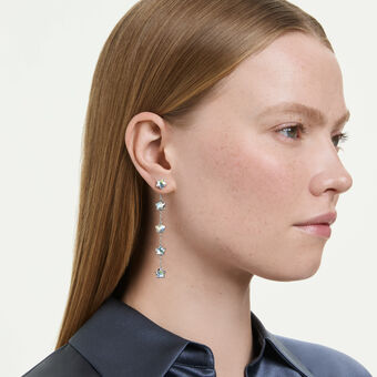 swarovski أقراط chroma، قطع متنوع، شكل نجمة، لون أبيض، طلاء روديوم
