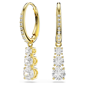 swarovski أقراط حلقية stilla attract، قطع مُستدير، لون أبيض، لمسة نهائية من الذهب عيار 18 قيراط