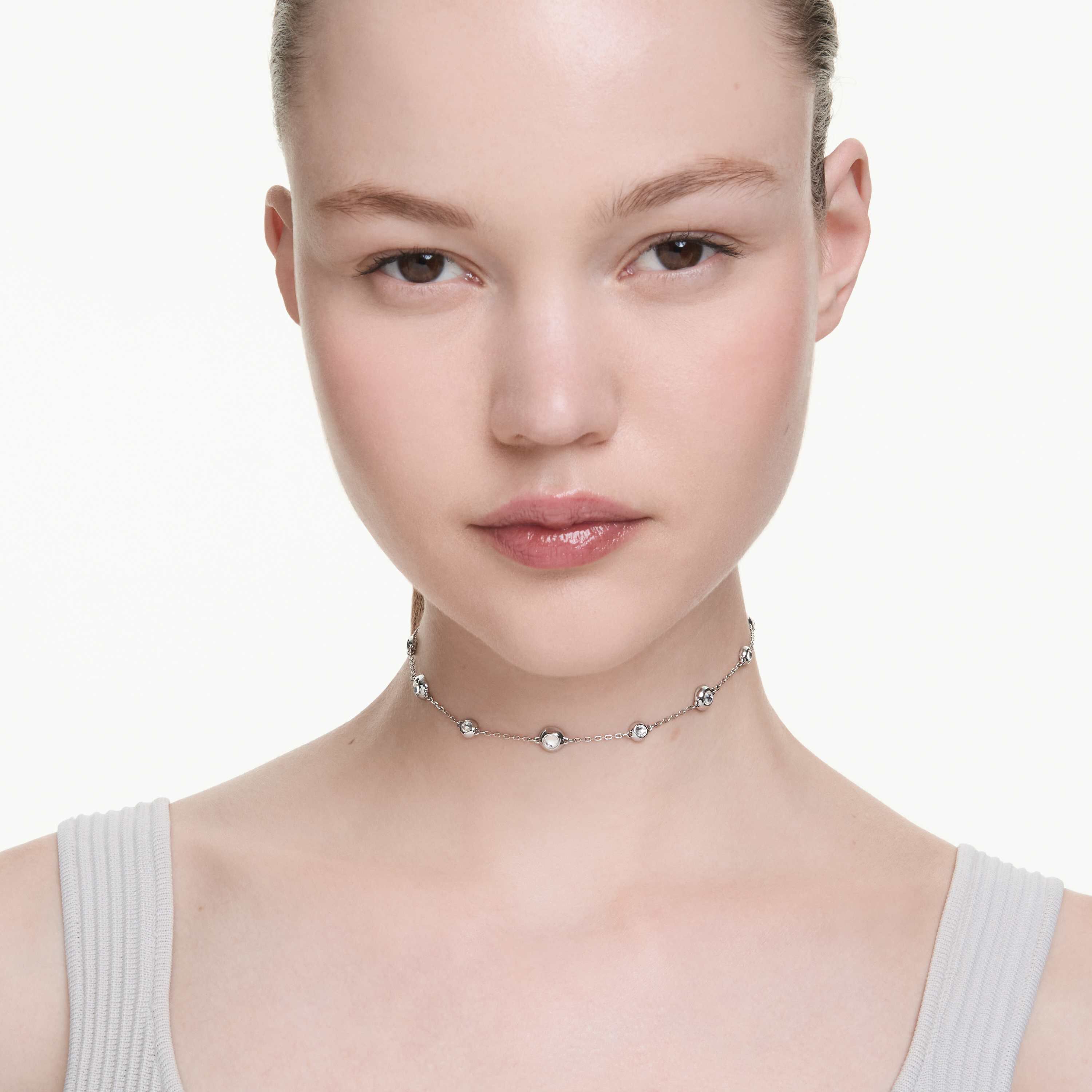 swarovski قلادة una angelic، قطع مستدير، حليات ثنائية الوجه، لون أبيض، طلاء روديوم