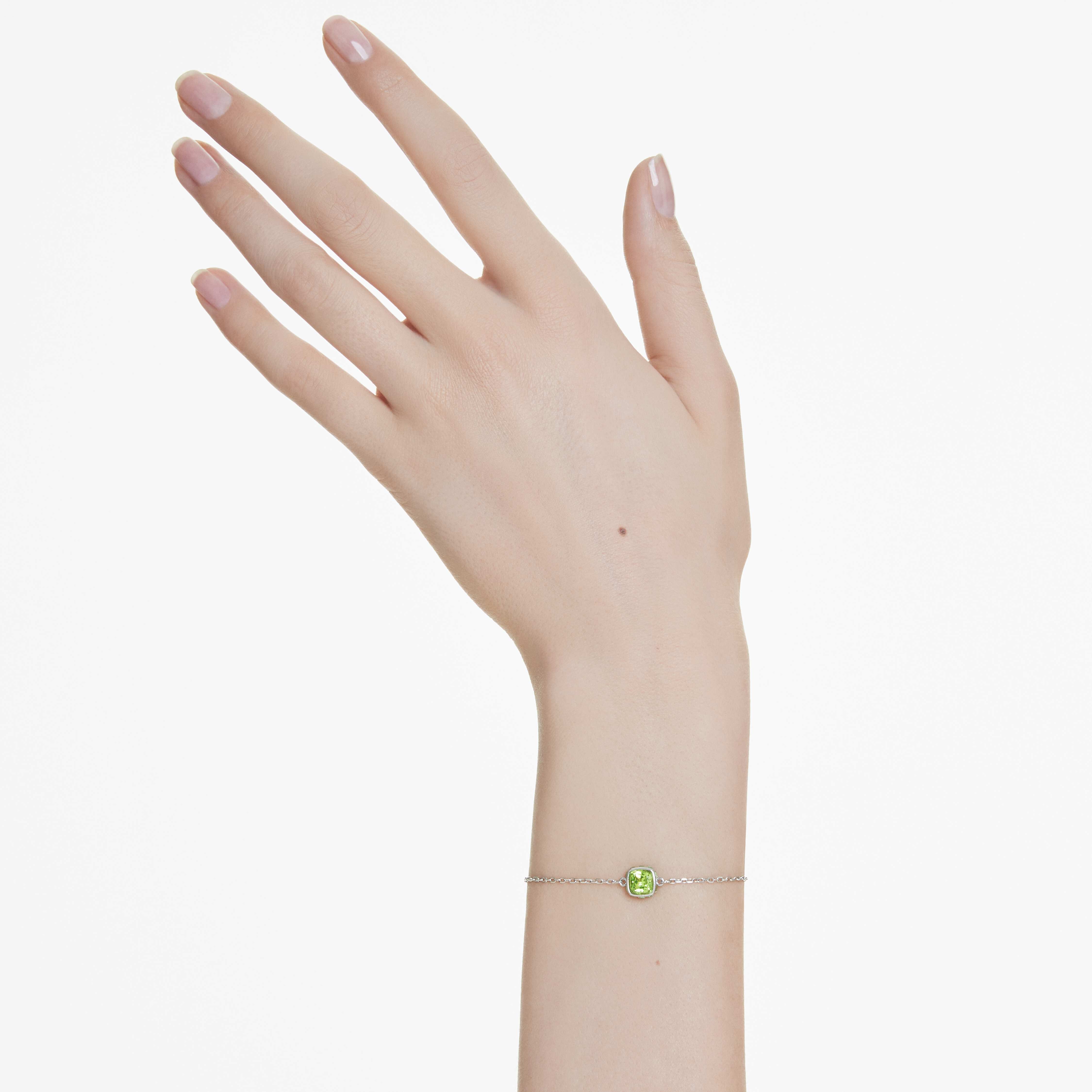 swarovski سوار birthstone، قطع مربع، august، لون أخضر، طلاء روديوم