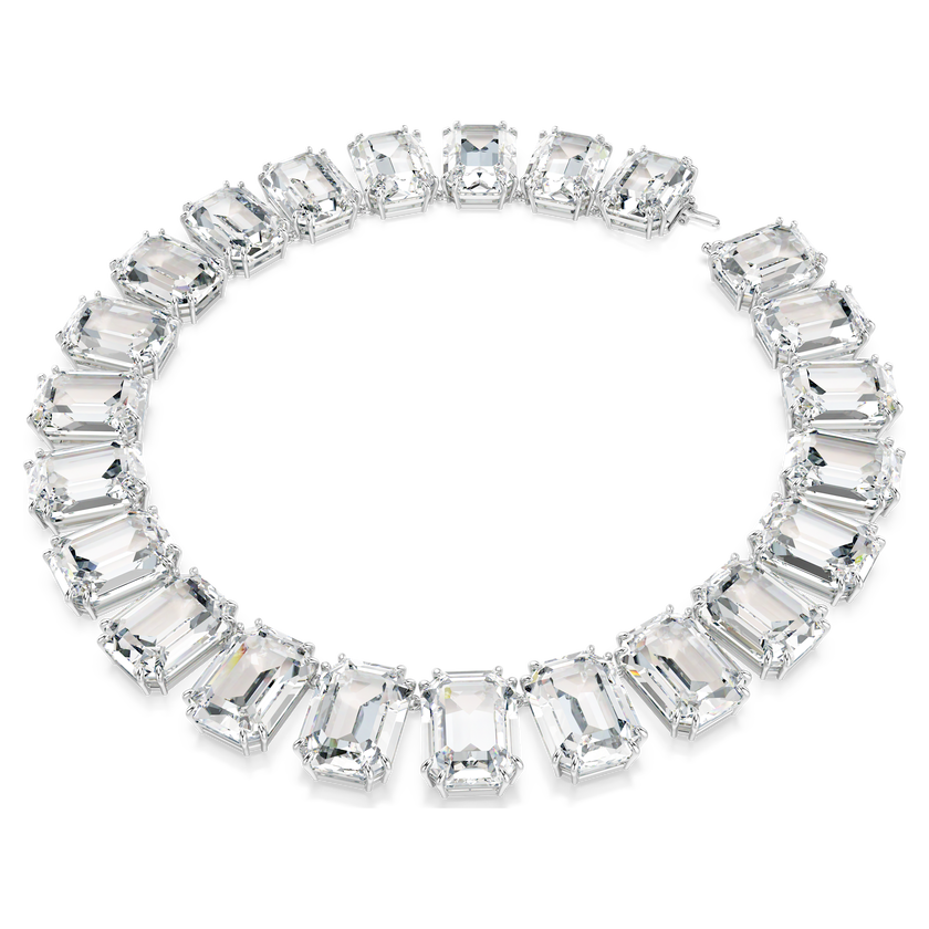swarovski عقد millenia tennis، قطع مثمن، لون أبيض، طلاء روديوم