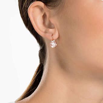 swarovski أقراط bella على شكل حرف v، قطع مُستدير، لون ذهبي، لمسة نهائية من الذهب الوردي عيار 18 قيراط