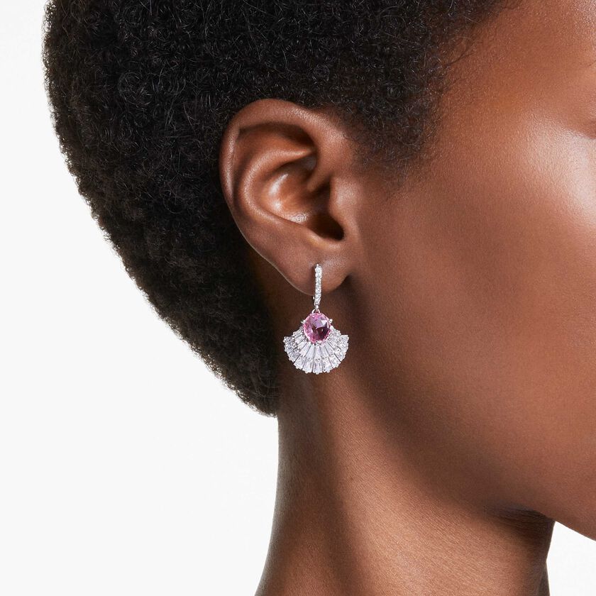 swarovski أقراط متدلية idyllia، على شكل صدفة، لون وردي، طلاء روديوم