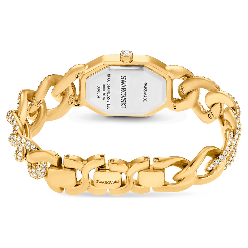 swarovski ساعة يد dextera chain، صناعة سويسرية، سوار كريستال، لون ذهبي، لمسة نهائية باللون الذهبي