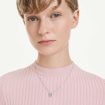 swarovski symbolica pendant  round cut  pav   horse shoe  blue  rhodium plated